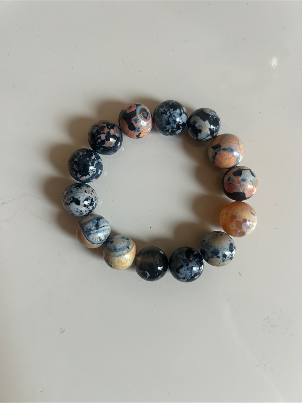 Handcrafted Multicolor real  Ocean Jasper Beaded Stretch Bracelet
